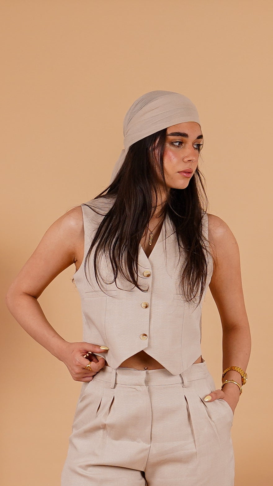 Cropped Linen Vest