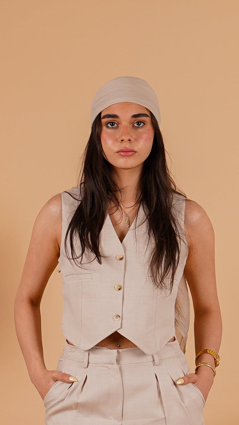 Cropped Linen Vest
