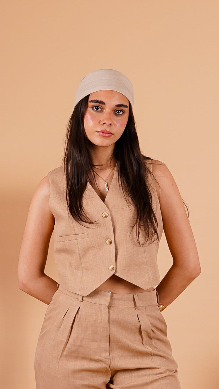 Cropped Linen Vest