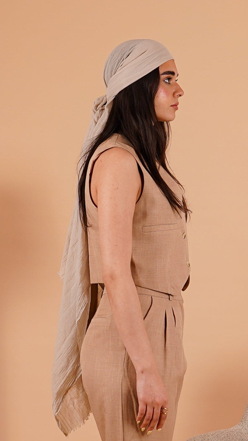 Cropped Linen Vest