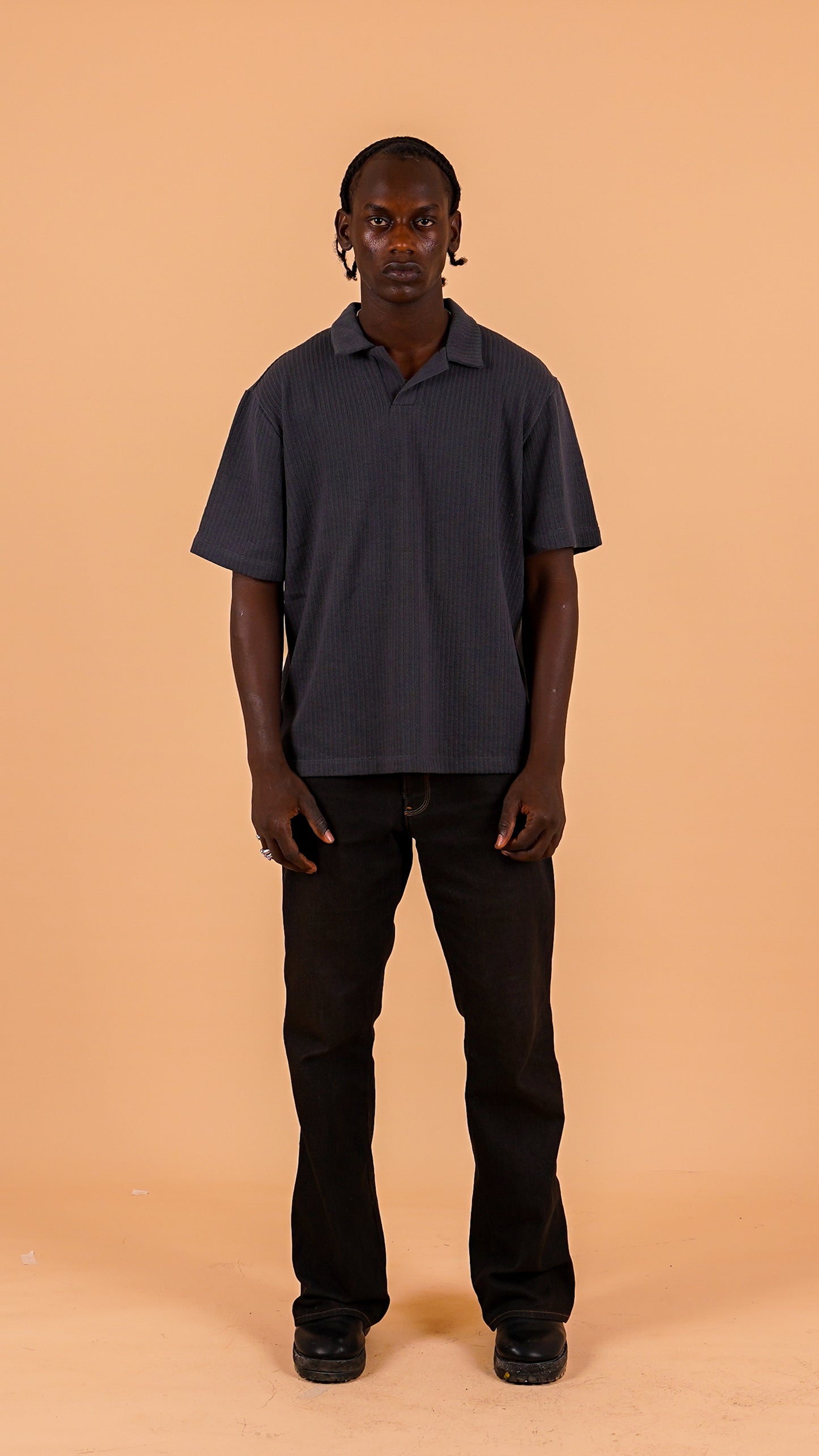 Relaxed Ribbed Polo