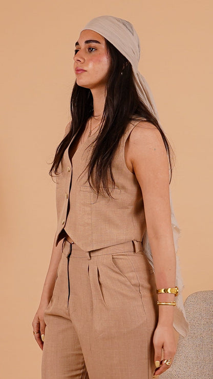 Cropped Linen Vest